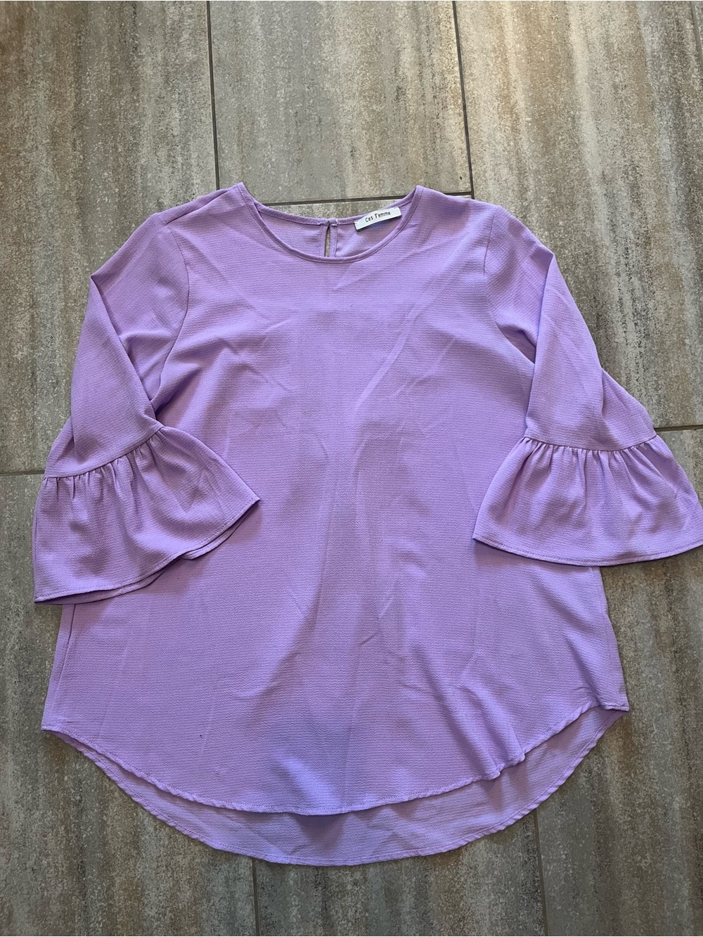 Ces Femme Lavender Ruffle-Sleeve Blouse
